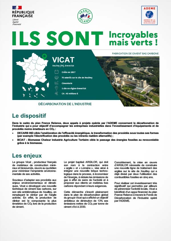 VICAT - Fabrication de ciment bas carbone