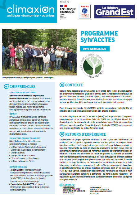 Programme Sylv'ACCTES PETR Pays Barrois (55) climaxion